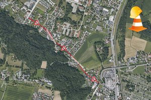 Bis Ende November finden in der Tessendorfer Straße Straßenbelagssanierungen statt. Für den Verkehr gilt eine Einbahnregelung nach Norden. Foto: SK, Digitaler Zwilling – Klagenfurt in 3D