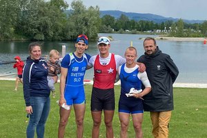 ÖRV Beach Sprint Finale in Feldkirchen bei Linz. Platz1, Vinzenz Zwick (AUT), Platz2, Alex Svetina (SLO), Platz3 Noah Roithmayer (AUT). Foto: KK