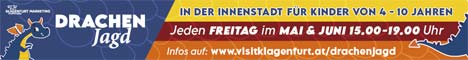 Klagenfurter Drachenjagd. Jeden Freitag im Mai und Juni, von 15.00 bis 19.00 Uhr